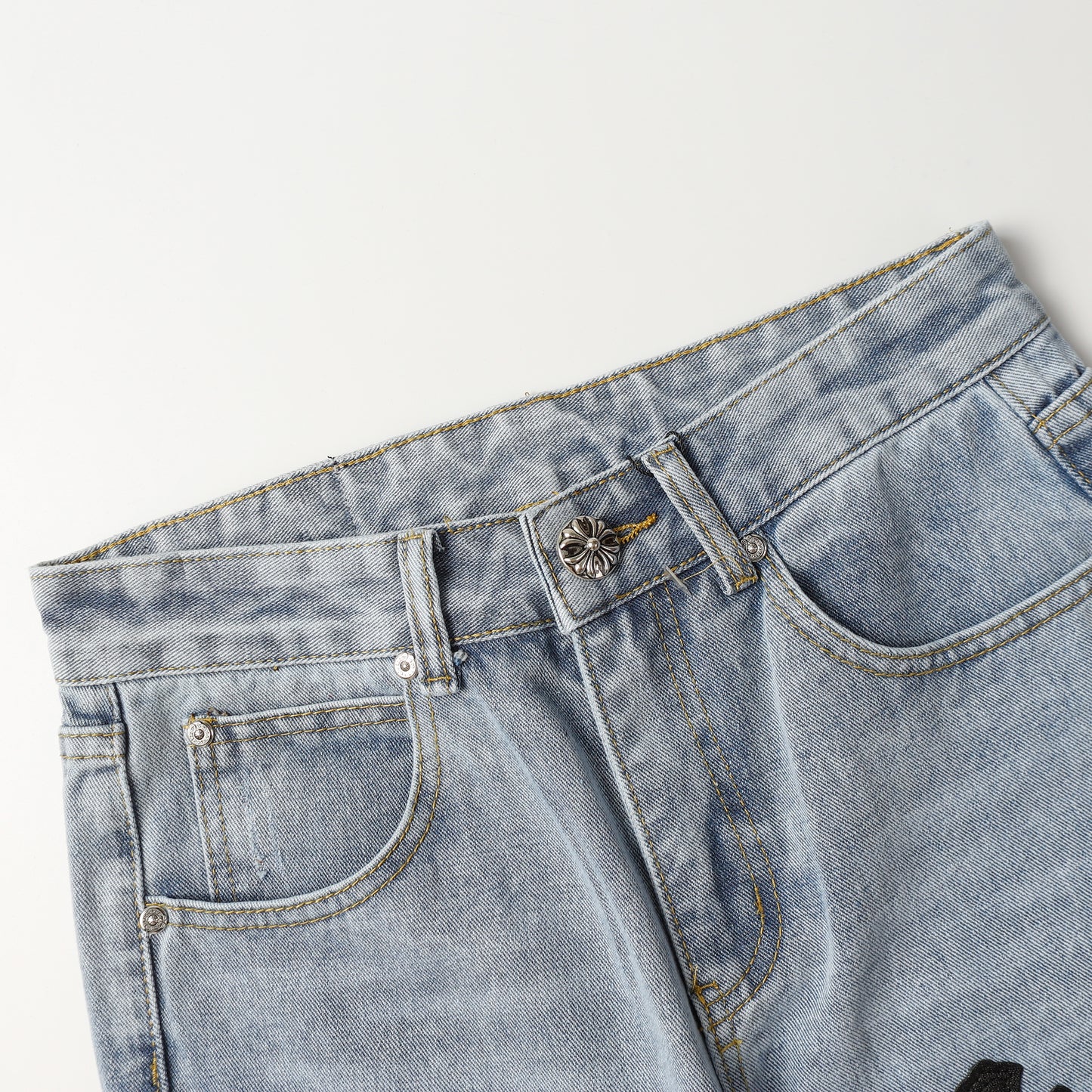Chrome Hearts Cross Leather Patch Jeans 9957