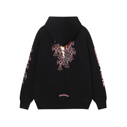 Chrome Hearts Deadly Doll Pink Cross Scroll Zip Up Hoodie 9821
