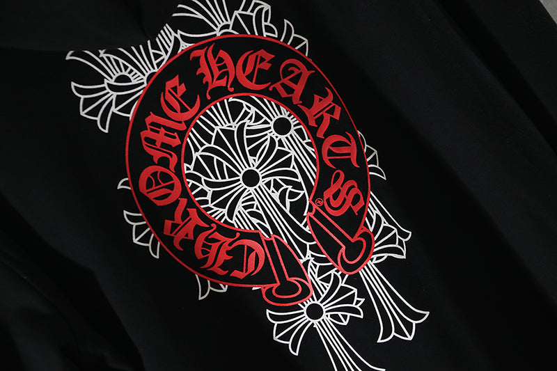 Chrome Hearts Red Horseshoe Logo Zip Up Hoodie 5005