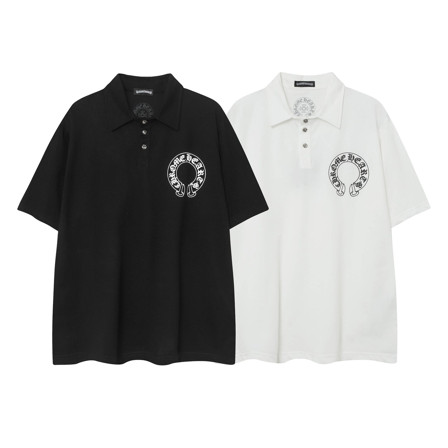Chrome Hearts Horseshoe print lapel polo shirt 9995
