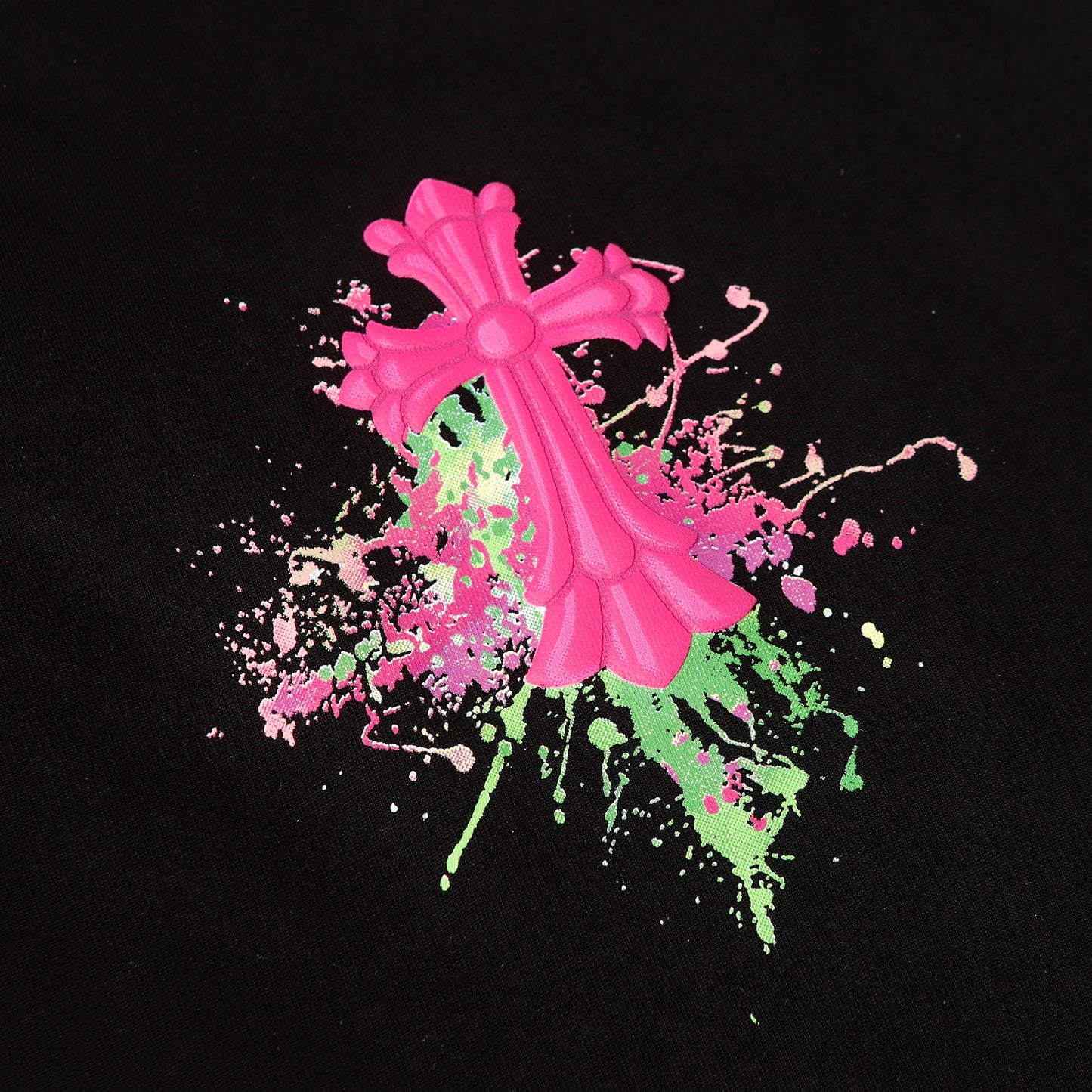 Chrome Hearts Horseshoe Graffiti Cross Colorful T-Shirt 2257