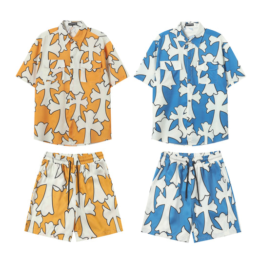 Chrome Hearts Cross short-sleeved casual shirt