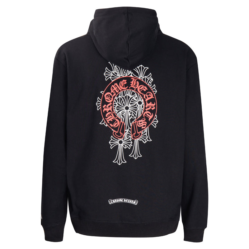 Chrome Hearts Red Horseshoe Logo Zip Up Hoodie 5005