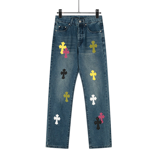 Chrome Hearts Limited edition colorful leather multi-color high street work jeans