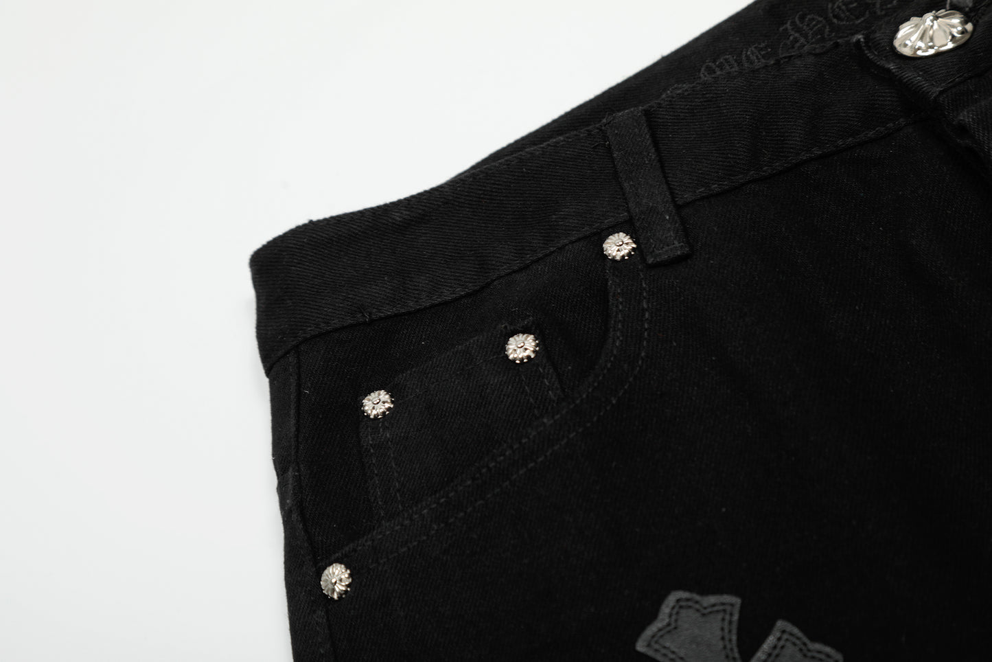 Chrome Hearts Color & Patches Flame Knee Jeans