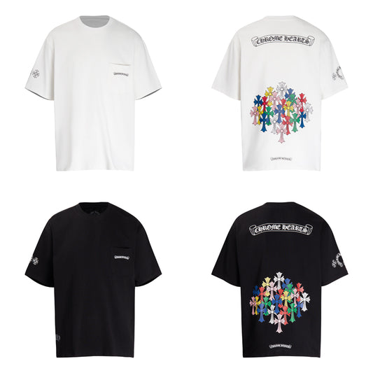 Chrome Hearts Multi-Color Cemetery Cross Short Sleeve T-shirt 6052