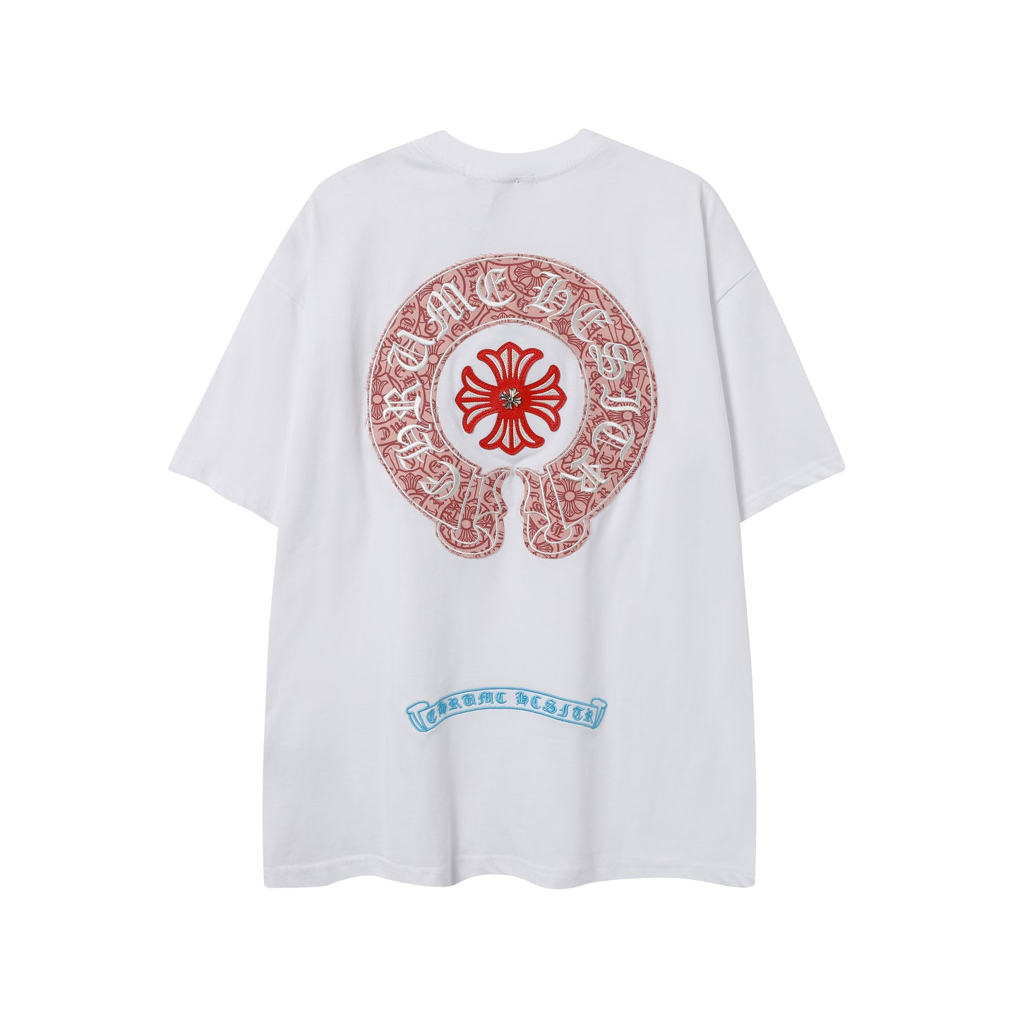 Chrome Hearts Leather Accent Metal Cross/Horseshoe Graphic Tee 2266