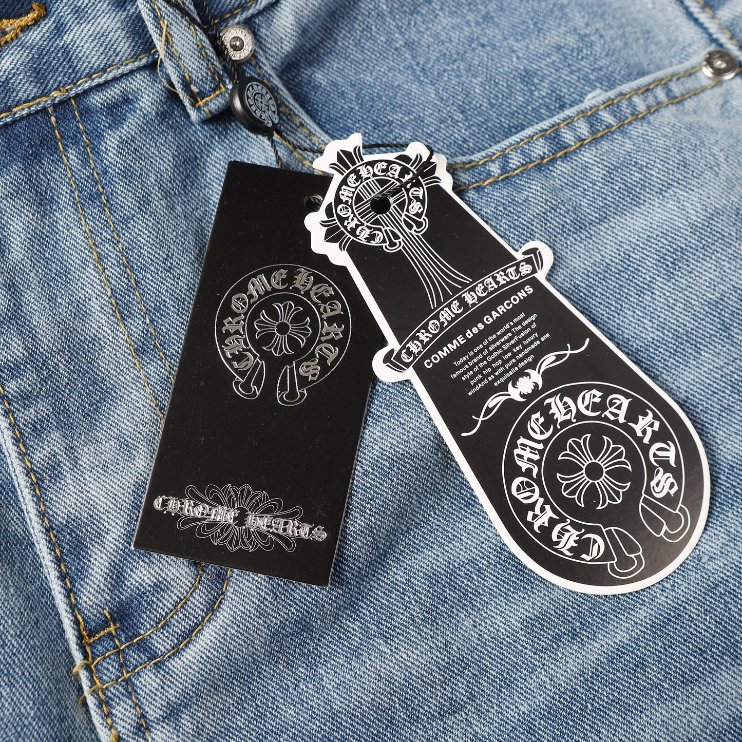 Chrome Hearts Cross Leather Patch Jeans 9961