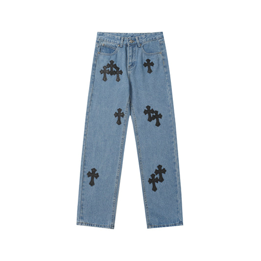 Chrome Hearts Levi's 505 Black Cross Patch Jeans