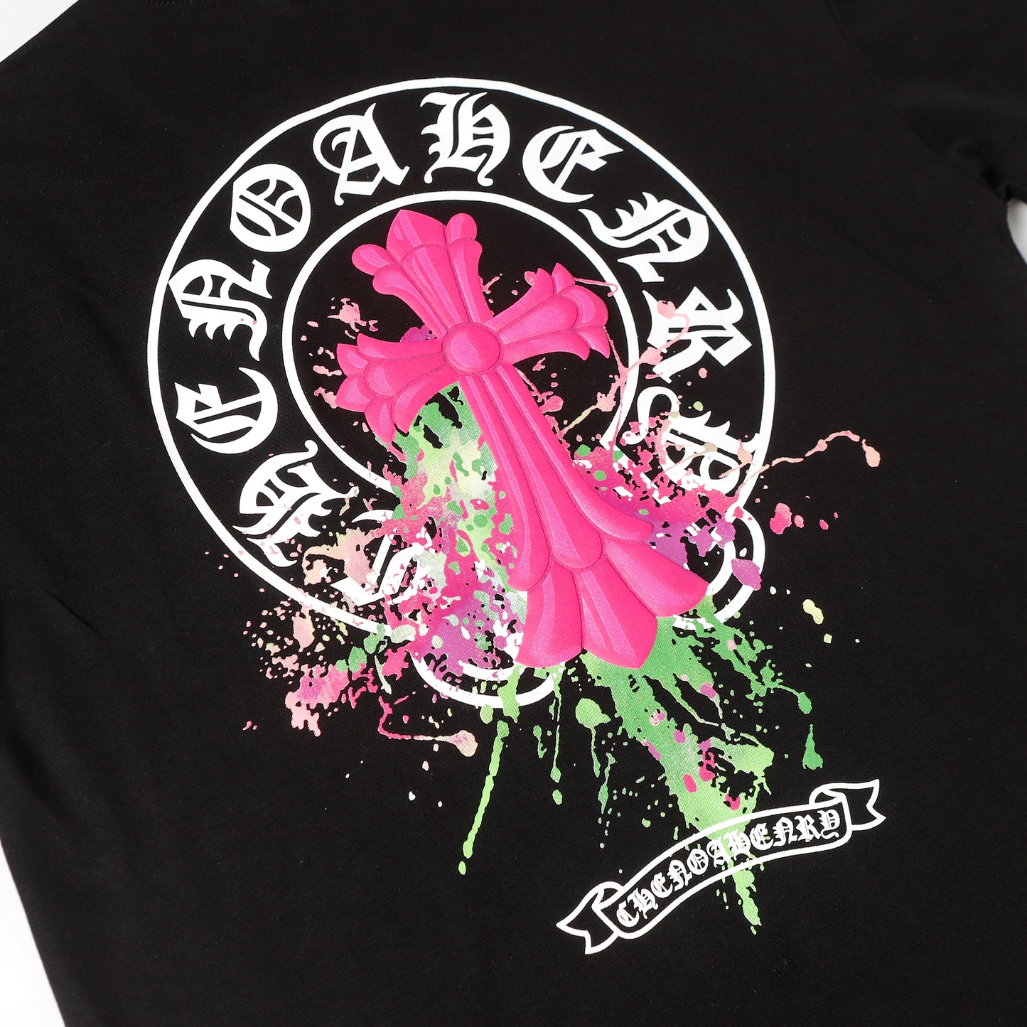 Chrome Hearts Horseshoe Graffiti Cross Colorful T-Shirt 2257