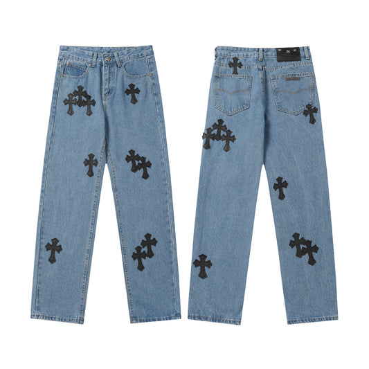 Chrome Hearts Levi's 505 Black Cross Patch Jeans