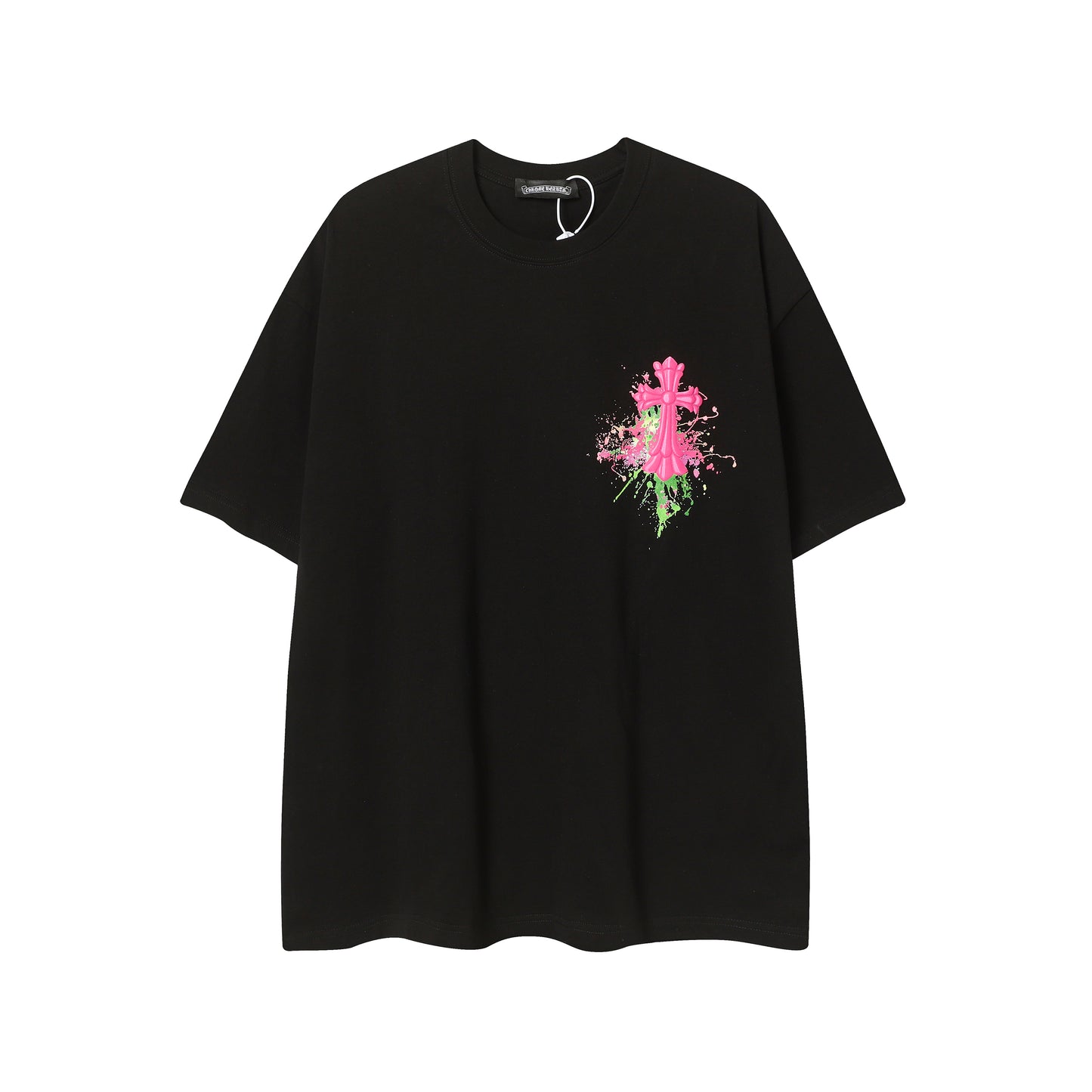 Chrome Hearts Horseshoe Graffiti Cross Colorful T-Shirt 2257