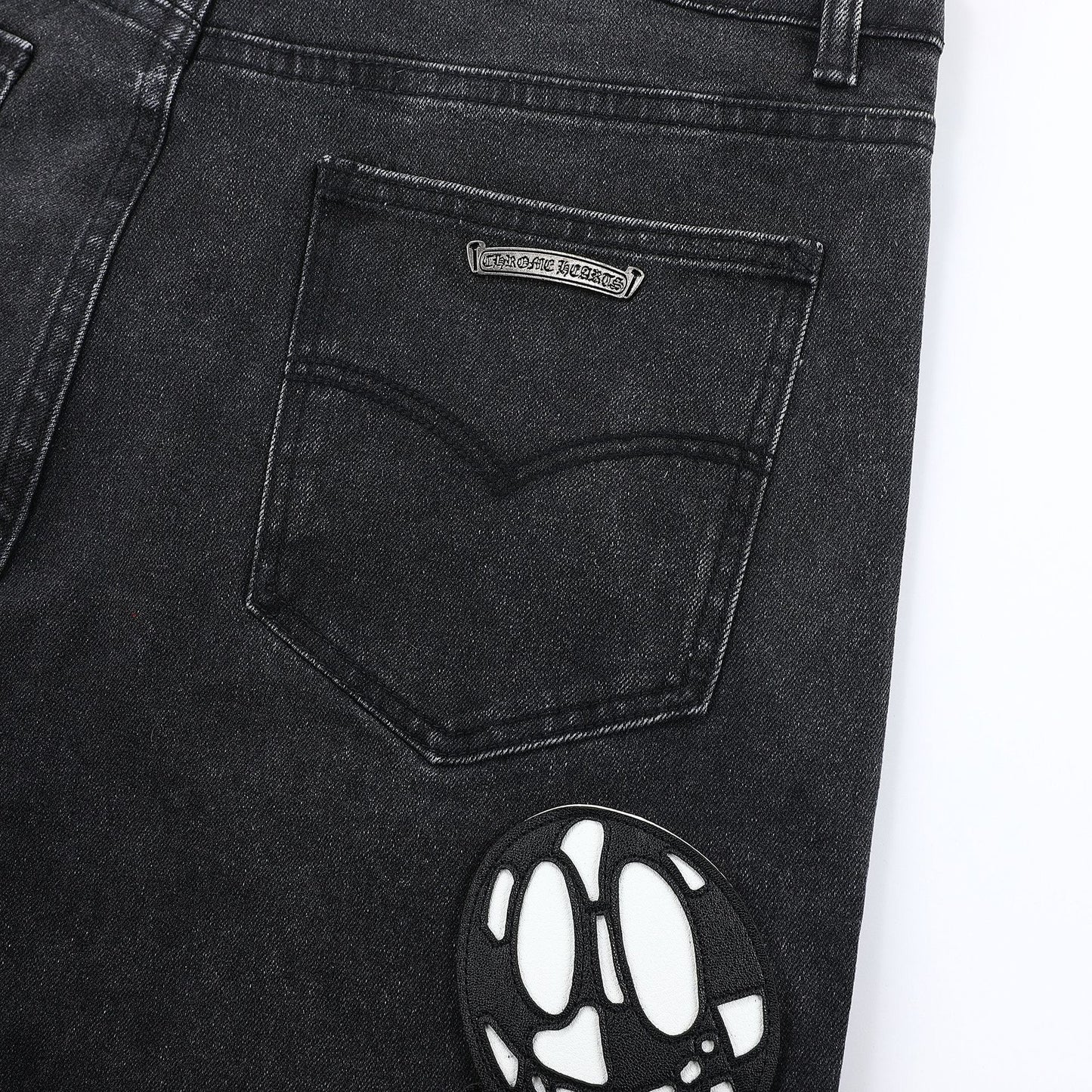 Chrome Hearts Grey jeans with colored crosshatch