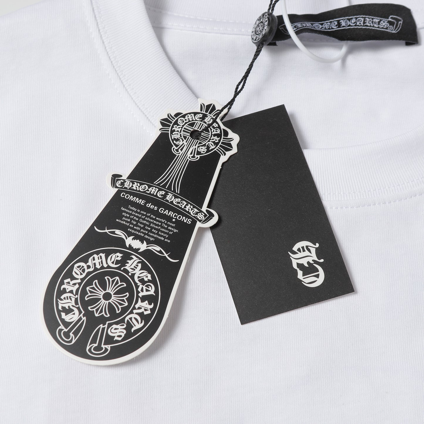 Chrome Hearts Leather Accent Metal Cross/Horseshoe Graphic Tee 2266