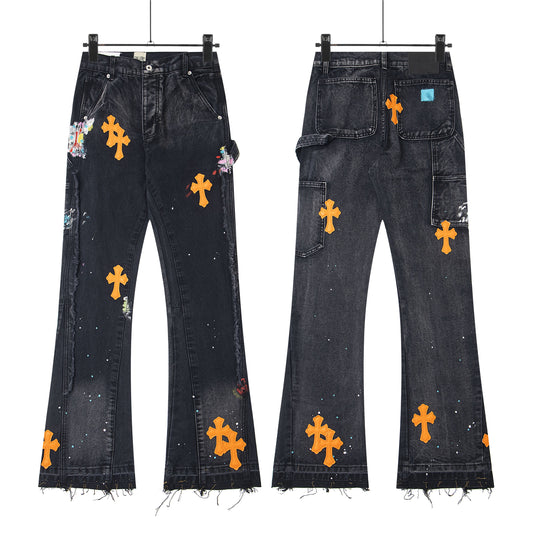 Chrome Hearts Gallery Dept Cross Patch Flare Denim Jeans 8176