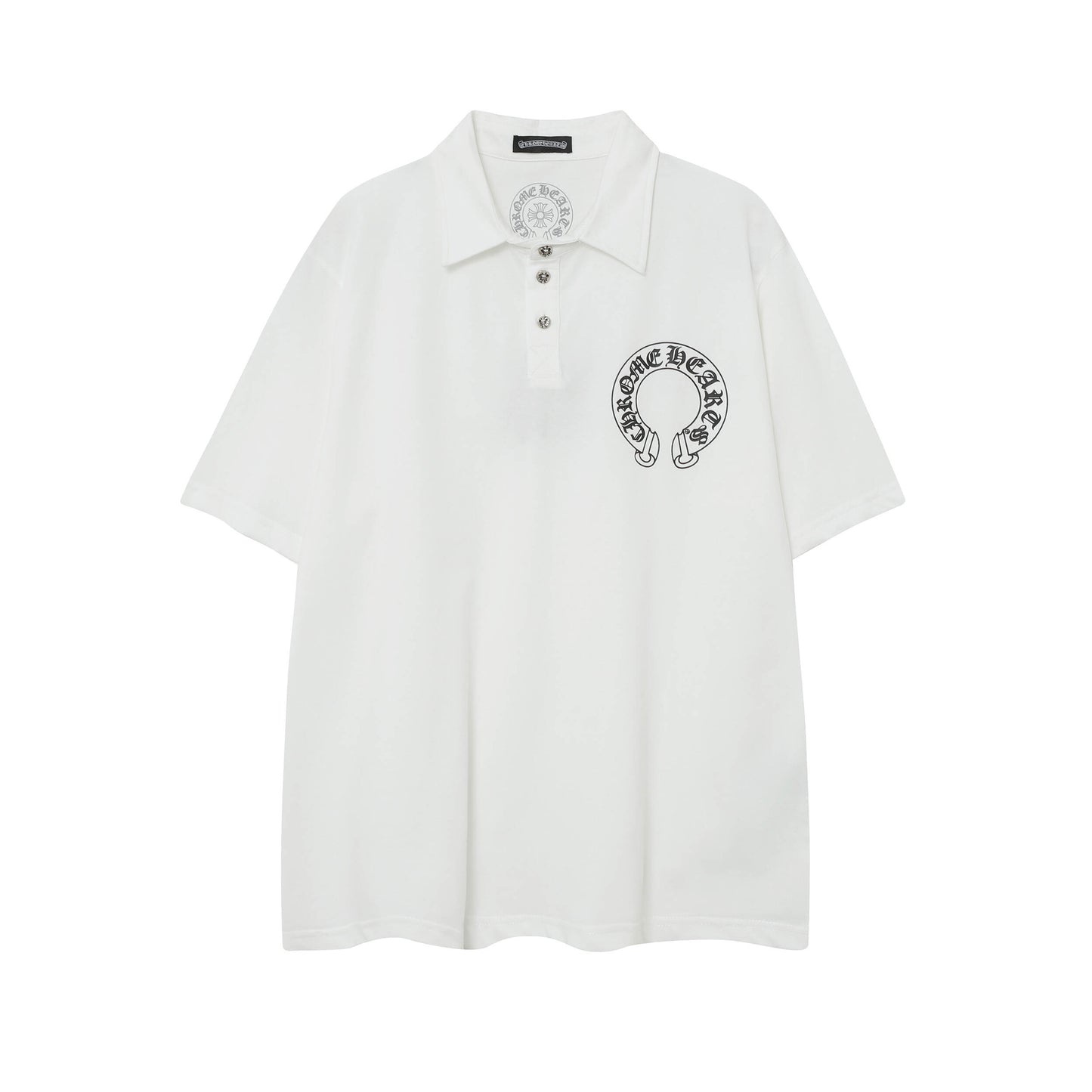 Chrome Hearts Horseshoe print lapel polo shirt 9995