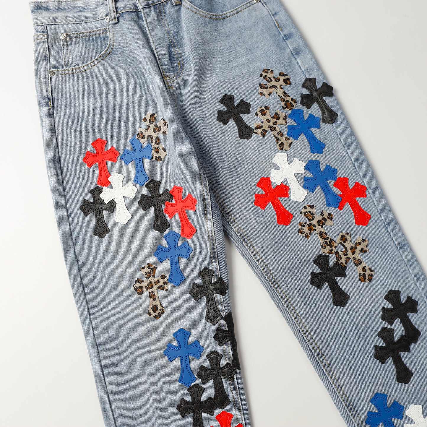 Chrome Hearts Cross Leather Patch Jeans 9957