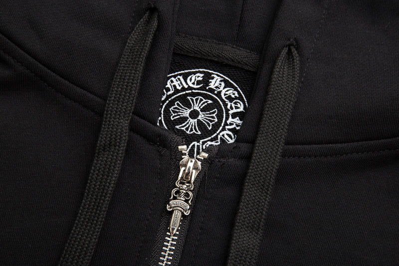 Chrome Hearts Letter Printed Long Cross Flower Arm Zipper Sweatshirt 5007