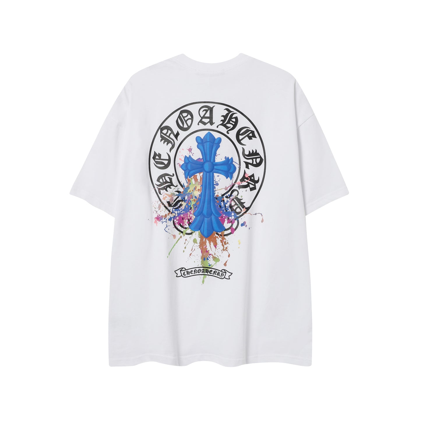 Chrome Hearts Horseshoe Graffiti Cross Colorful T-Shirt 2257