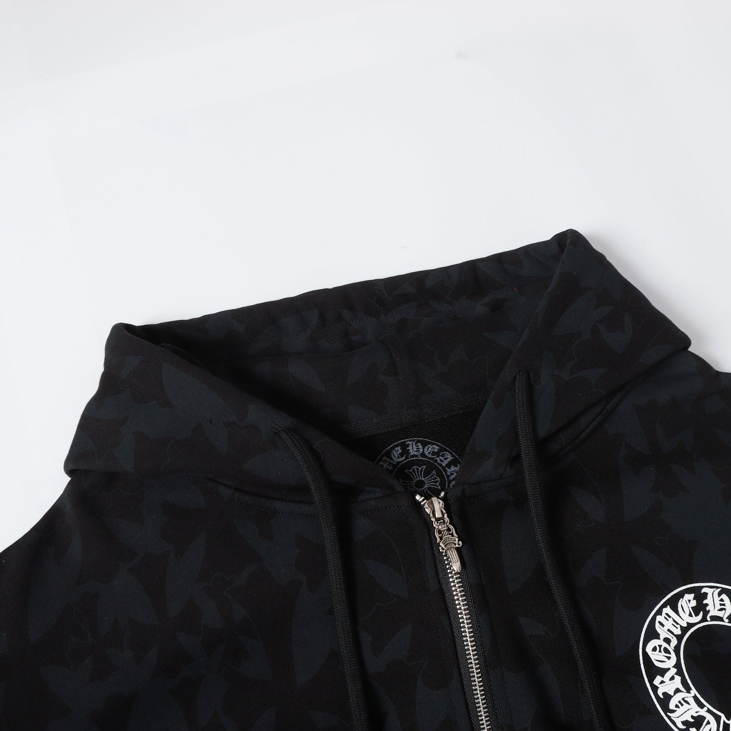 Chrome Hearts Black Tonal Monogram Scroll Horseshoe Logo Zip Up Hoodie 9818