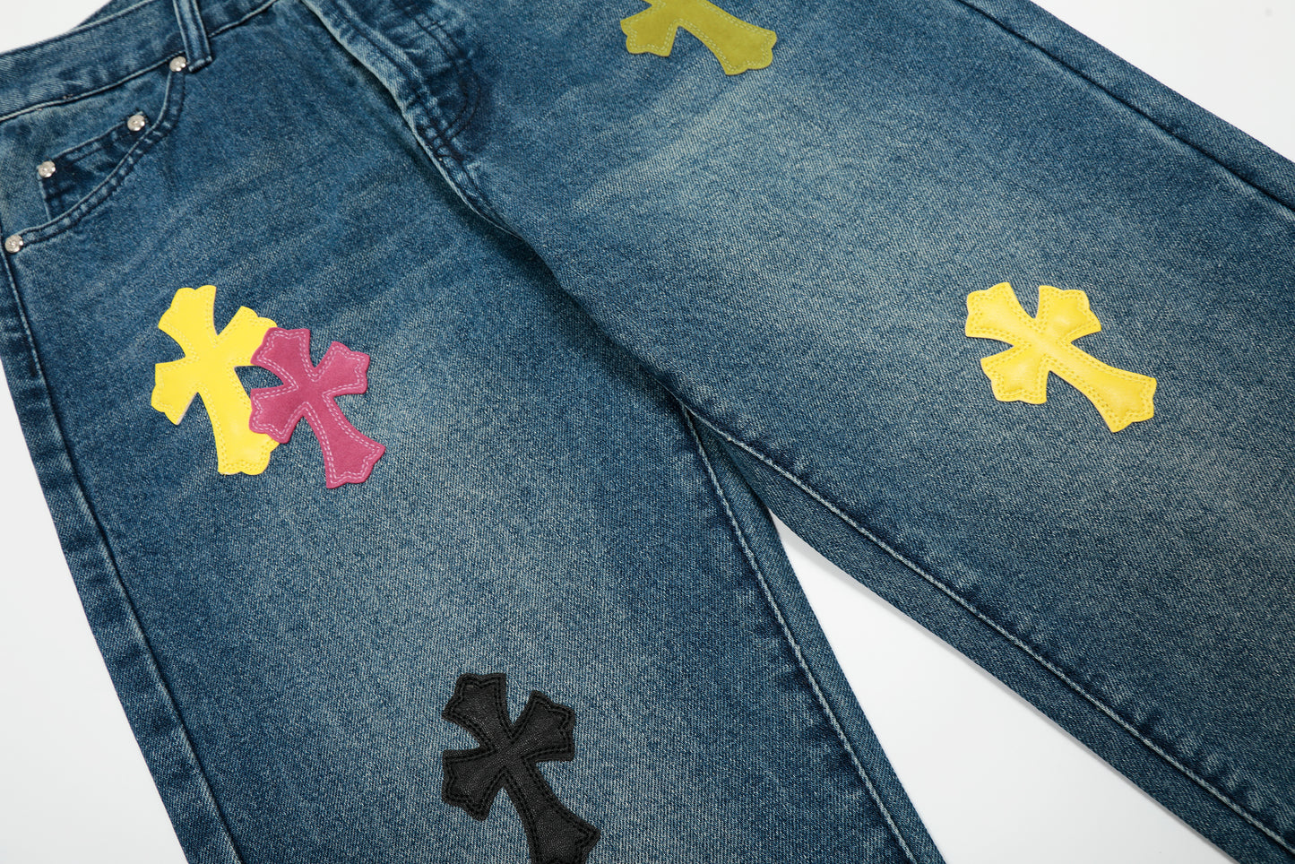 Chrome Hearts Limited edition colorful leather multi-color high street work jeans