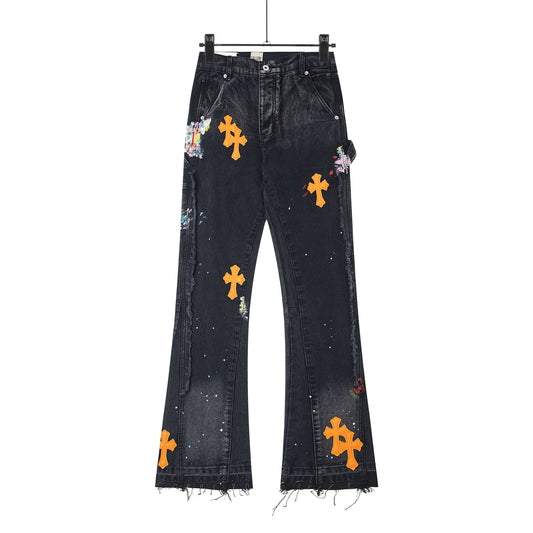 Chrome Hearts Gallery Dept Cross Patch Flare Denim Jeans 8176