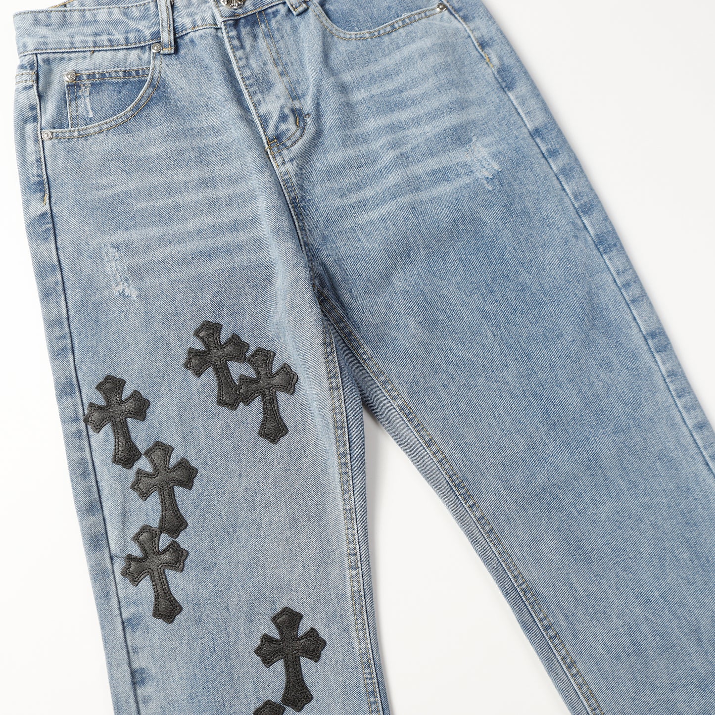 Chrome Hearts Cross Leather Patch Jeans 9961