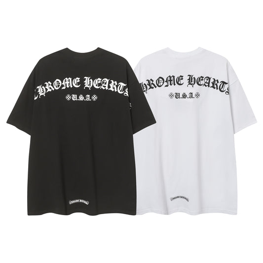 Chrome Hearts Cross & Horseshoe Print Round Neck T-Shirt 2270