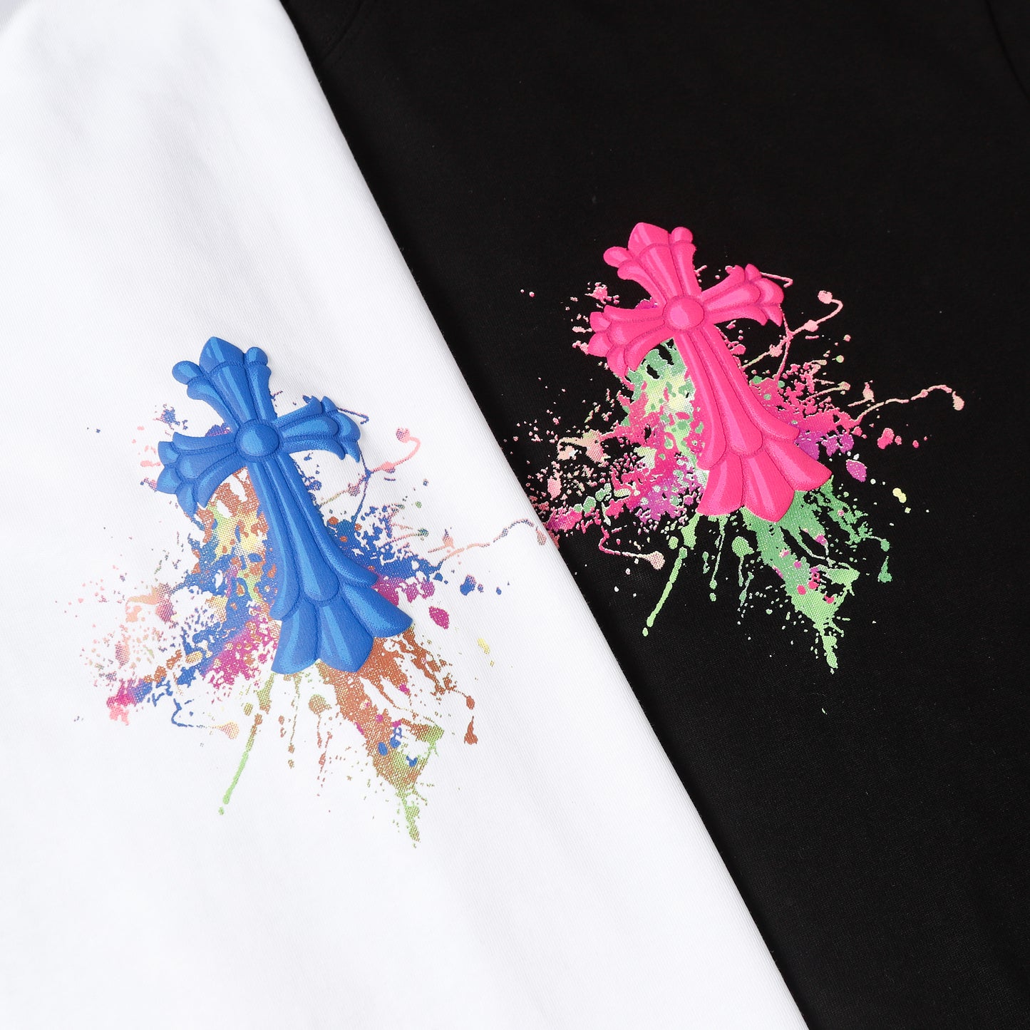 Chrome Hearts Horseshoe Graffiti Cross Colorful T-Shirt 2257