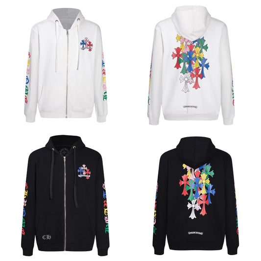 Chrome Hearts Multi Color Cross Cemetery Zip Up Hoodie 5010