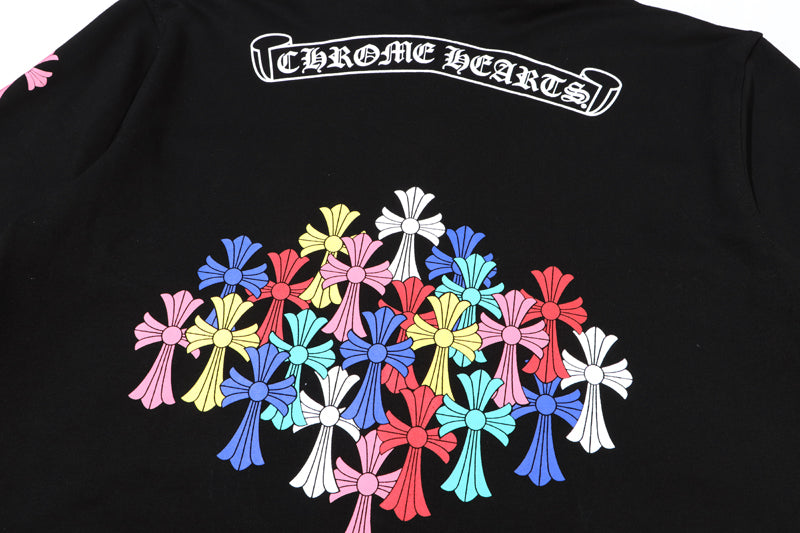 Chrome Hearts Multi-Color Cemetery Cross Logo Zip Up Hoodie 5015