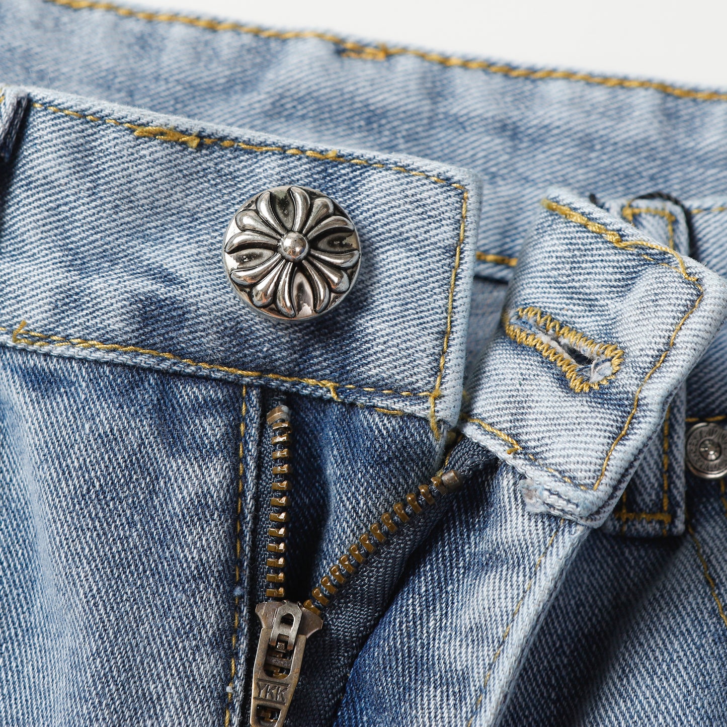 Chrome Hearts White & Black Cross Patch Jeans 9960