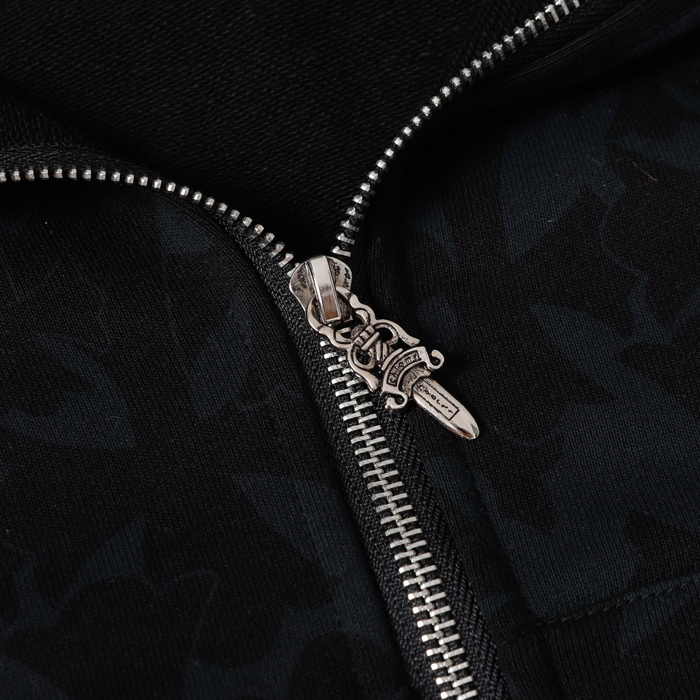 Chrome Hearts Black Tonal Monogram Scroll Horseshoe Logo Zip Up Hoodie 9818