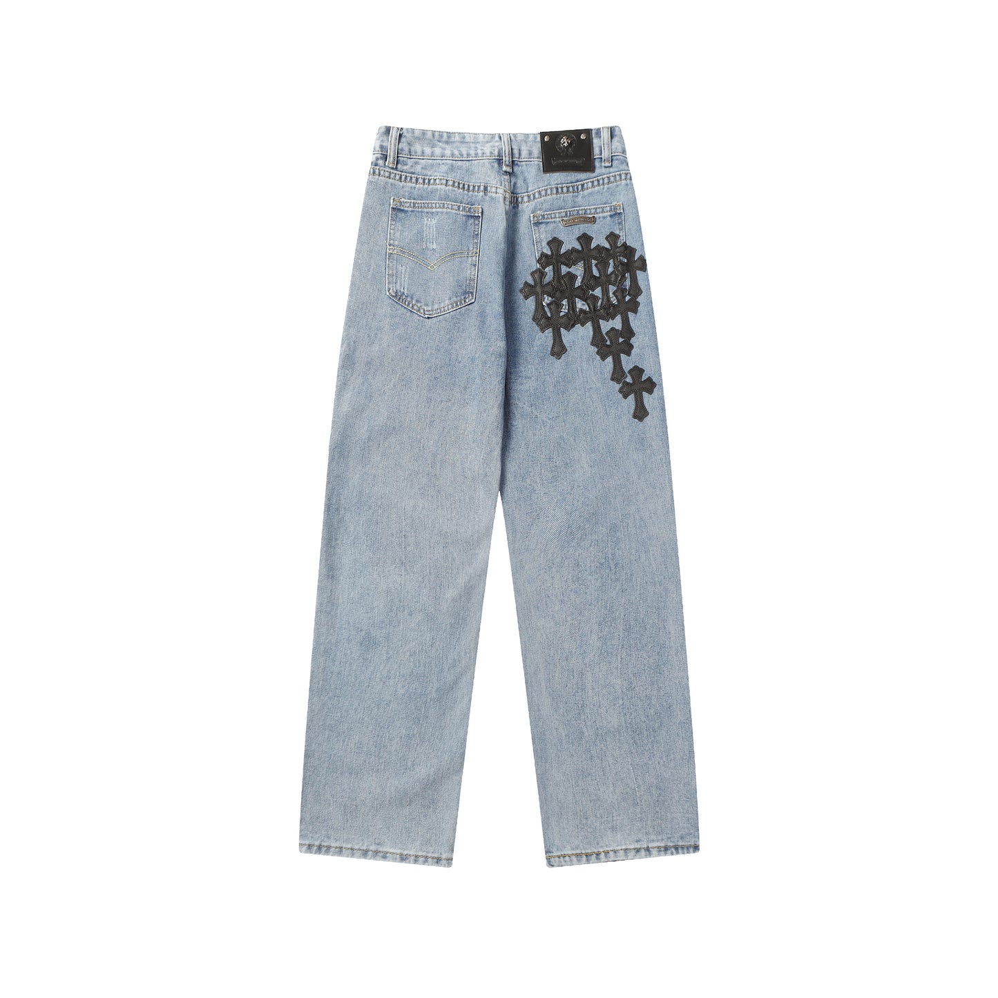 Chrome Hearts Cross Leather Patch Jeans 9961