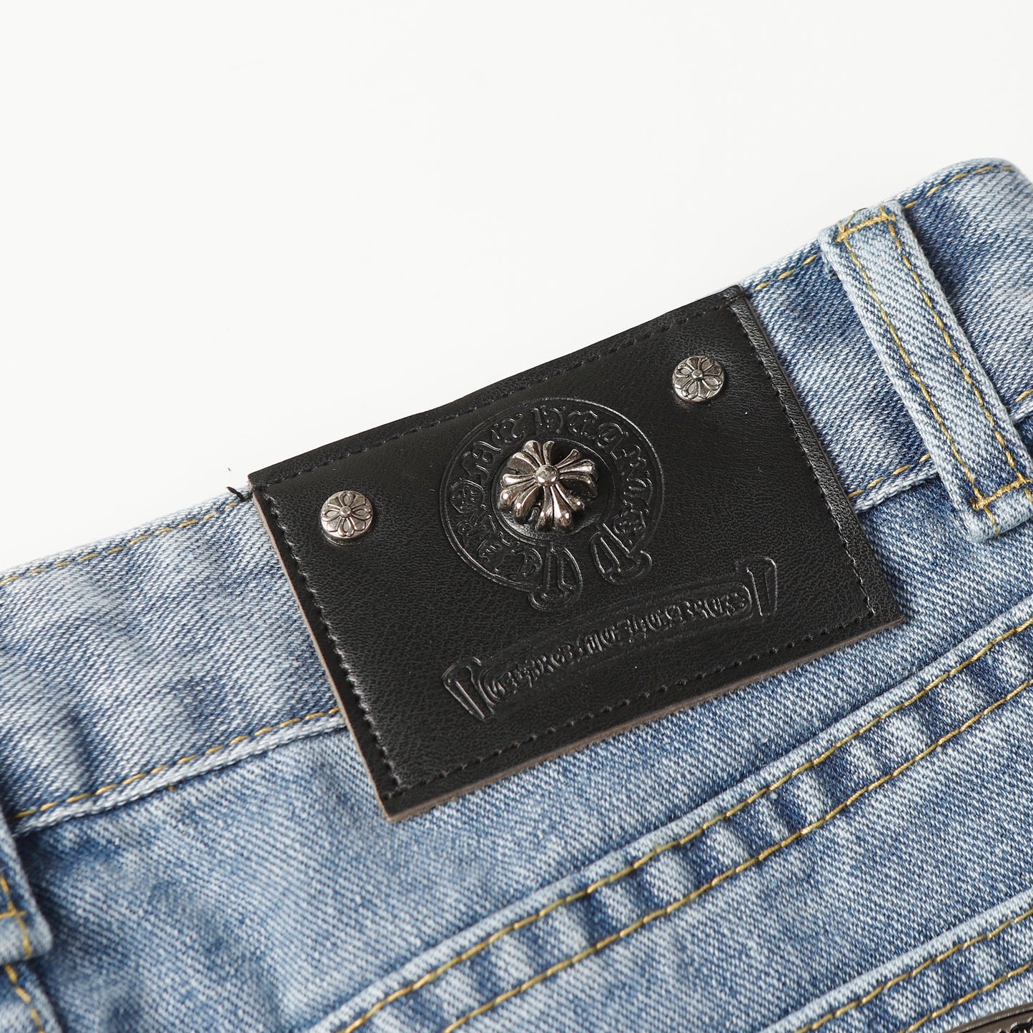 Chrome Hearts Cross Leather Patch Jeans 9961