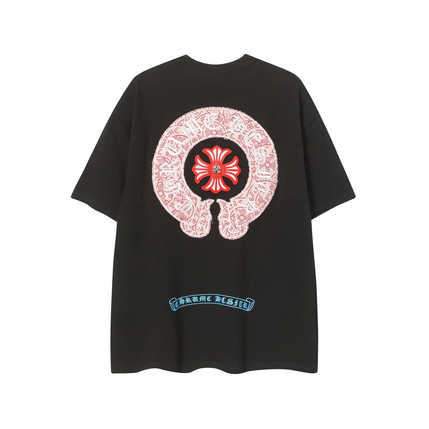 Chrome Hearts Leather Accent Metal Cross/Horseshoe Graphic Tee 2266