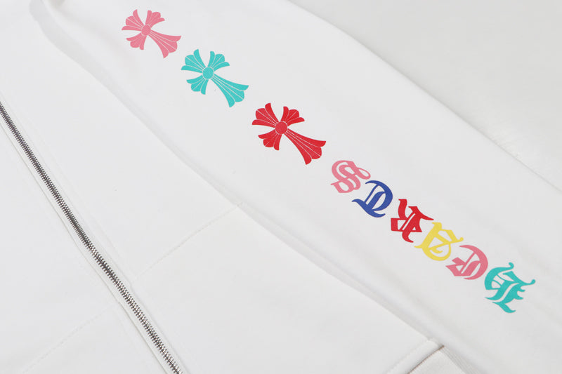 Chrome Hearts Multi-Color Cemetery Cross Logo Zip Up Hoodie 5015