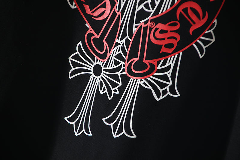 Chrome Hearts Red Horseshoe Logo Zip Up Hoodie 5005