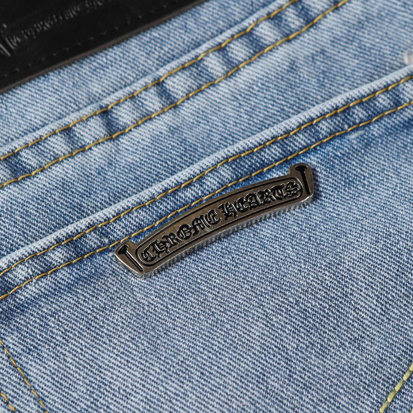 Chrome Hearts White & Black Cross Patch Jeans 9960