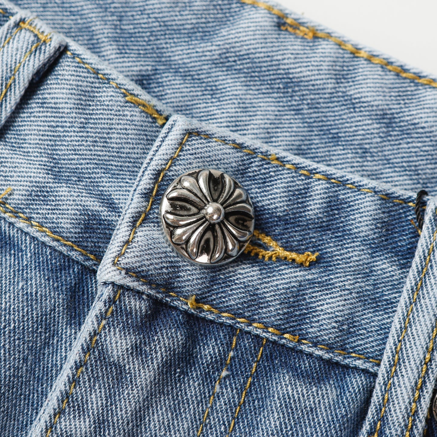 Chrome Hearts White & Black Cross Patch Jeans 9960