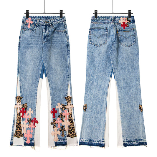 Chrome Hearts Gallery Dept Cross Patch Flare Denim Jeans 8186