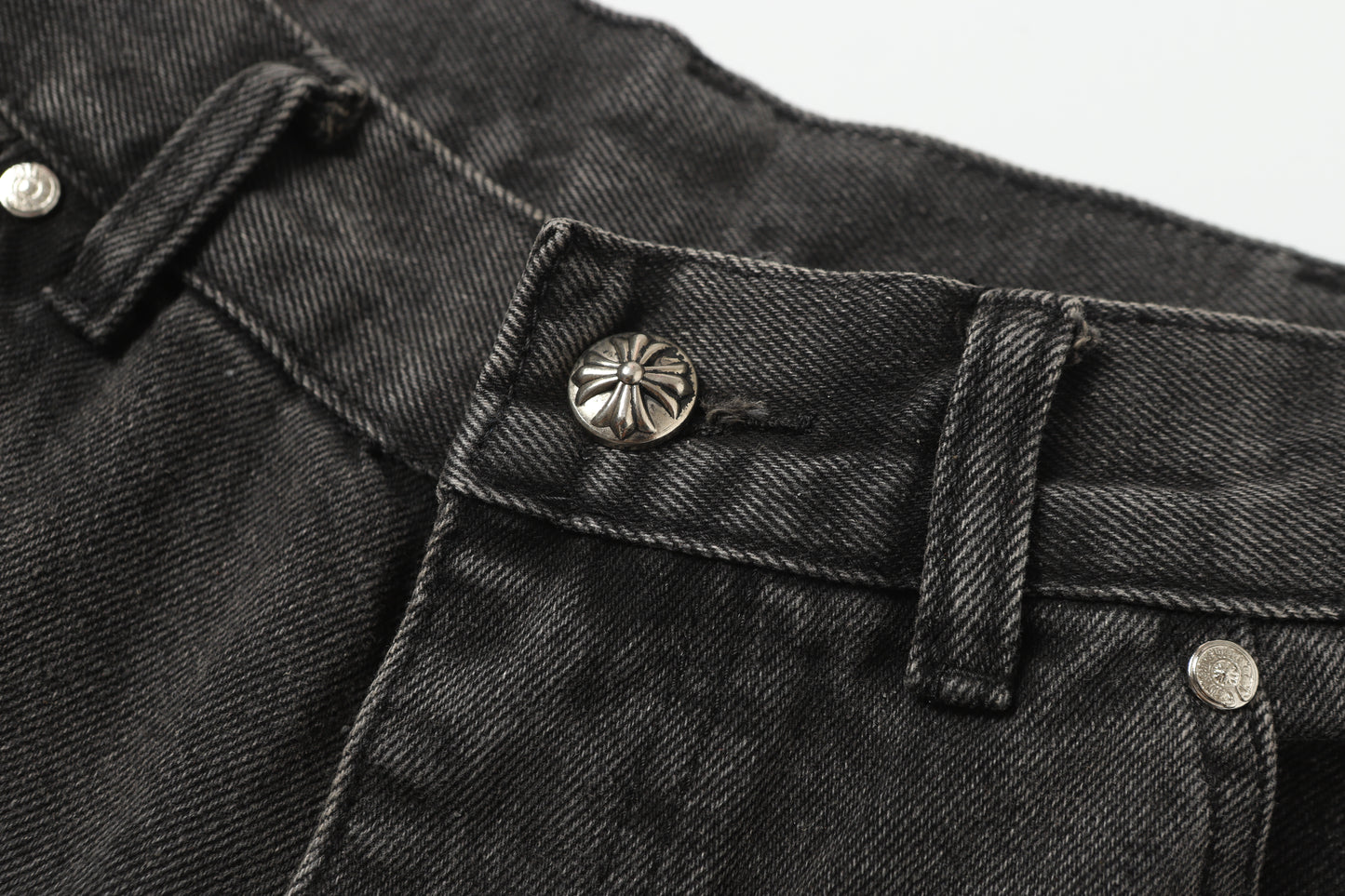 Chrome Hearts Vintage Cross Patchwork Washed Carpenter Denim Shorts 9903