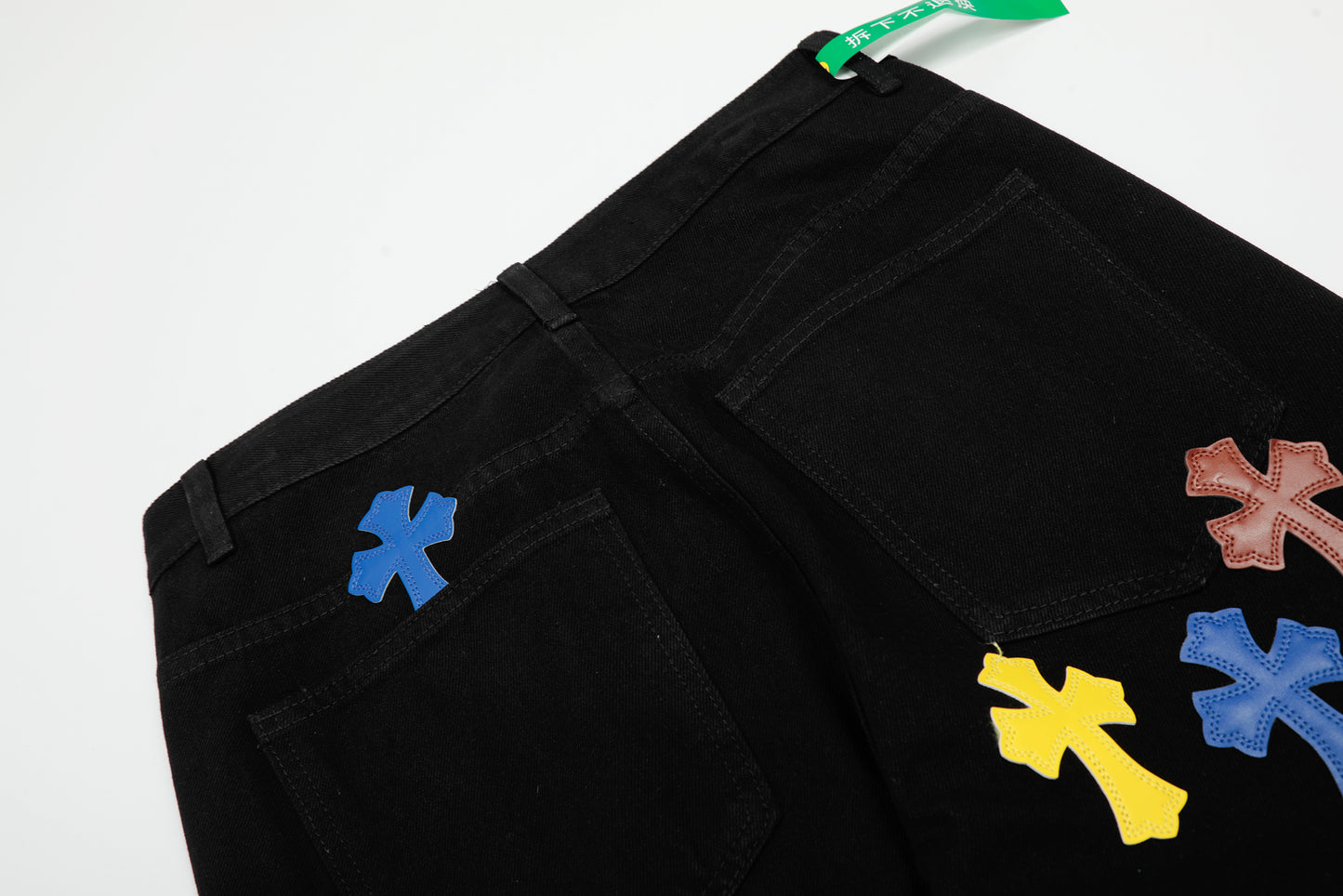 Chrome Hearts Color & Patches Flame Knee Jeans