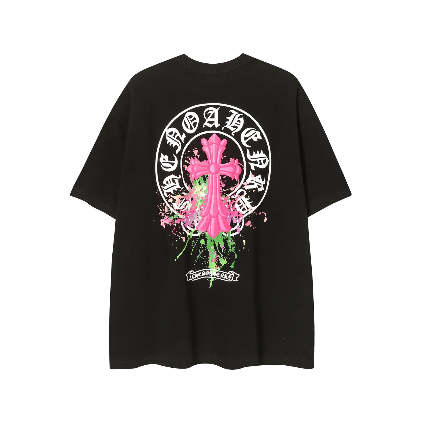 Chrome Hearts Horseshoe Graffiti Cross Colorful T-Shirt 2257