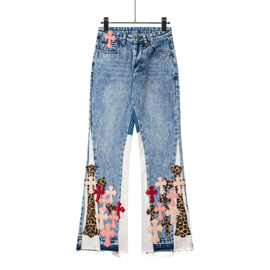 Chrome Hearts Gallery Dept Cross Patch Flare Denim Jeans 8186