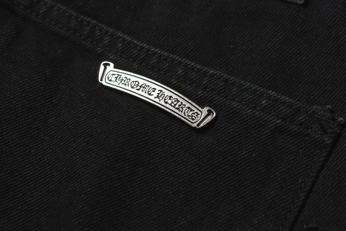 Chrome Hearts White & Blue Leather Cross Patches Jeans