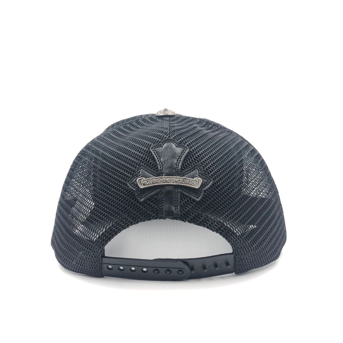 Chrome Hearts Cemetary Cross Leather Stitched Trucker Hat