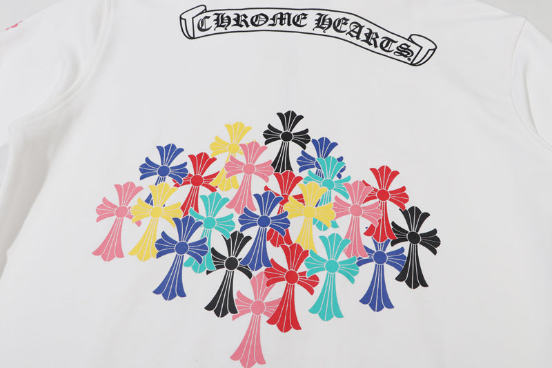 Chrome Hearts Multi-Color Cemetery Cross Logo Zip Up Hoodie 5015