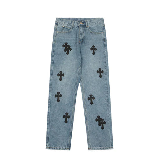 Chrome Hearts Levi's 905 Black Cross Patch Light Blue Jeans