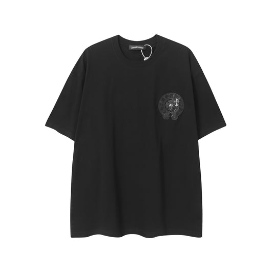 Chrome Hearts Fragmented Heart Cross Leather Tag Embroidered Shirt 2268